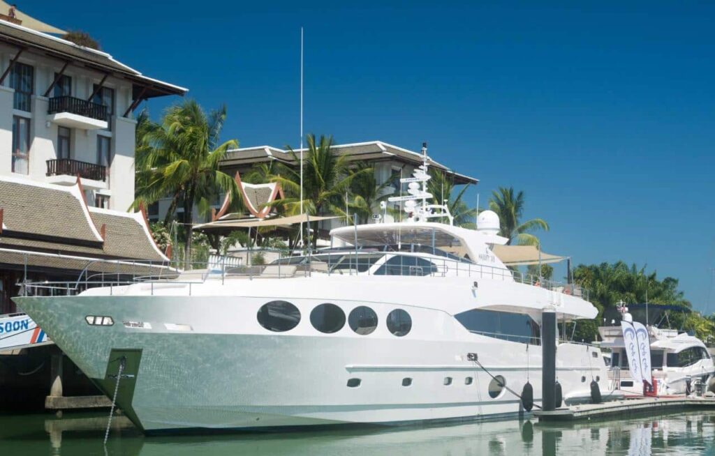 The Majesty 105 superyacht was the largest boat on display at the show.